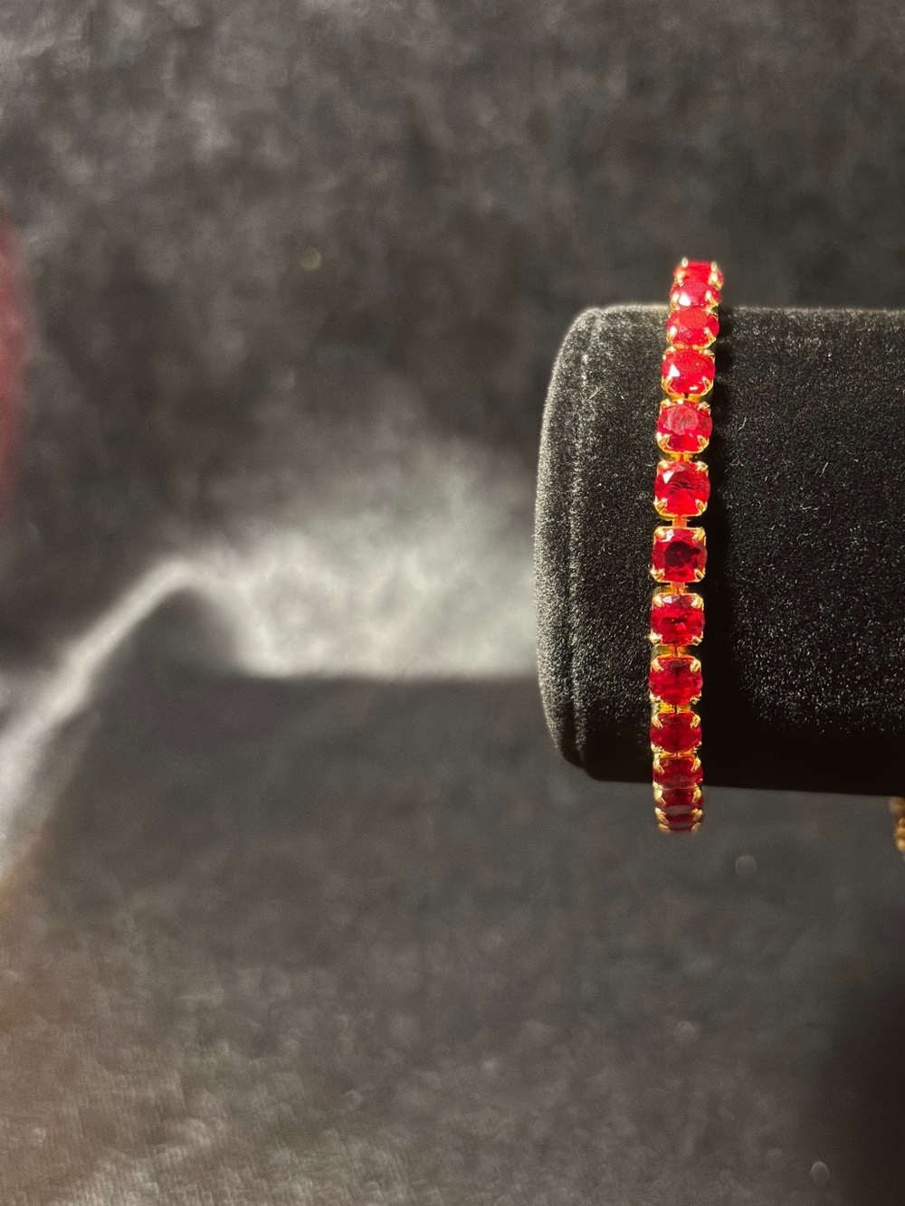 4.8mm Yellow Gold Red Tennis CZ Bracelet 8 in. - Picture 8 of 11